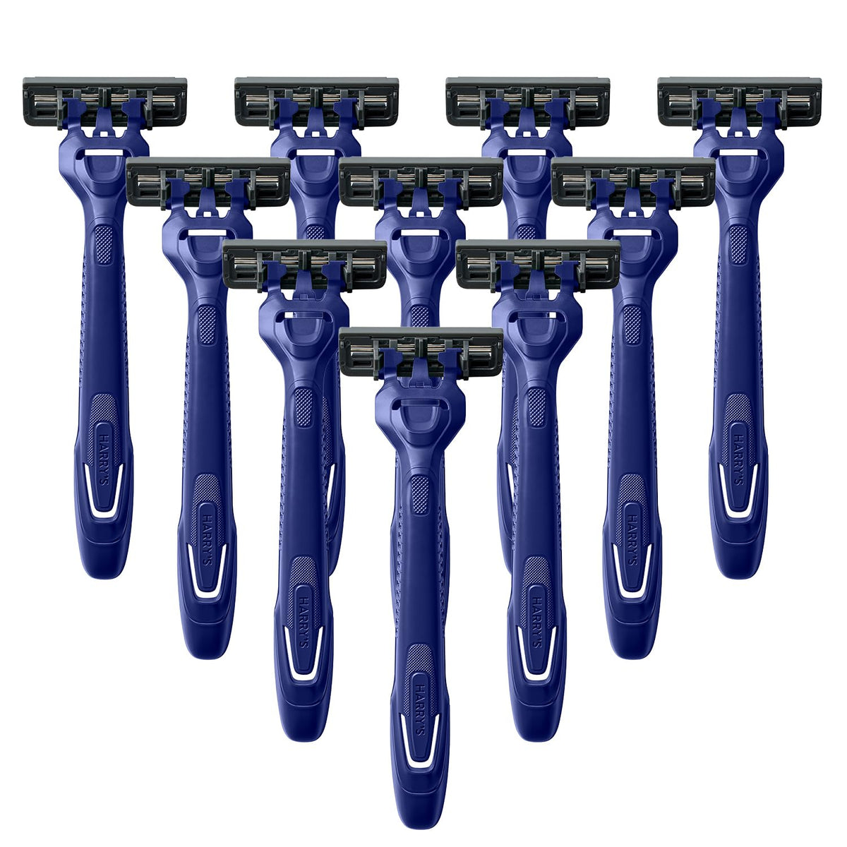 Harry's disposable razors 10-count pack for easy travel grooming.