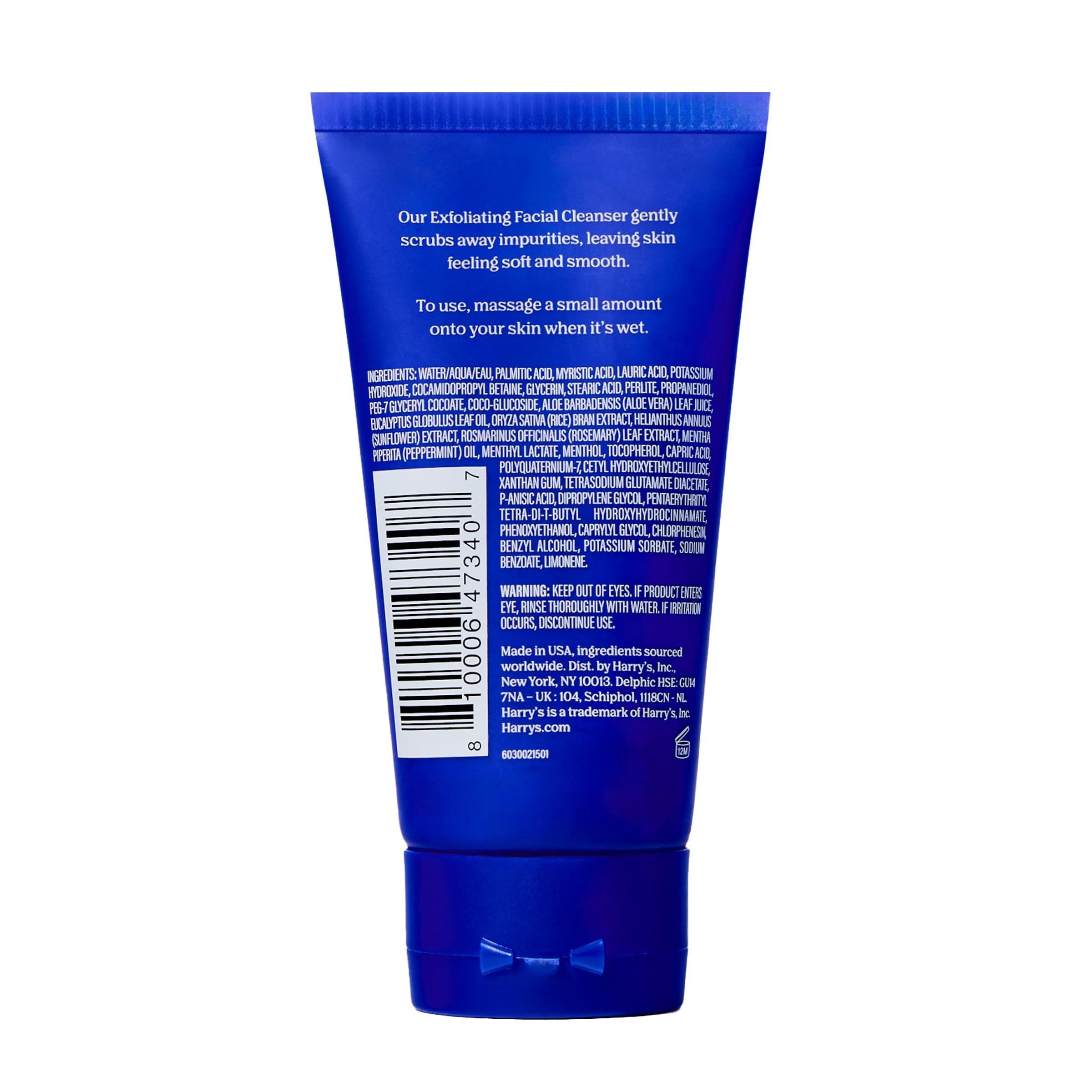 Harry's exfoliating face wash: pack de tres tamaños de prueba, práctico para viaje.