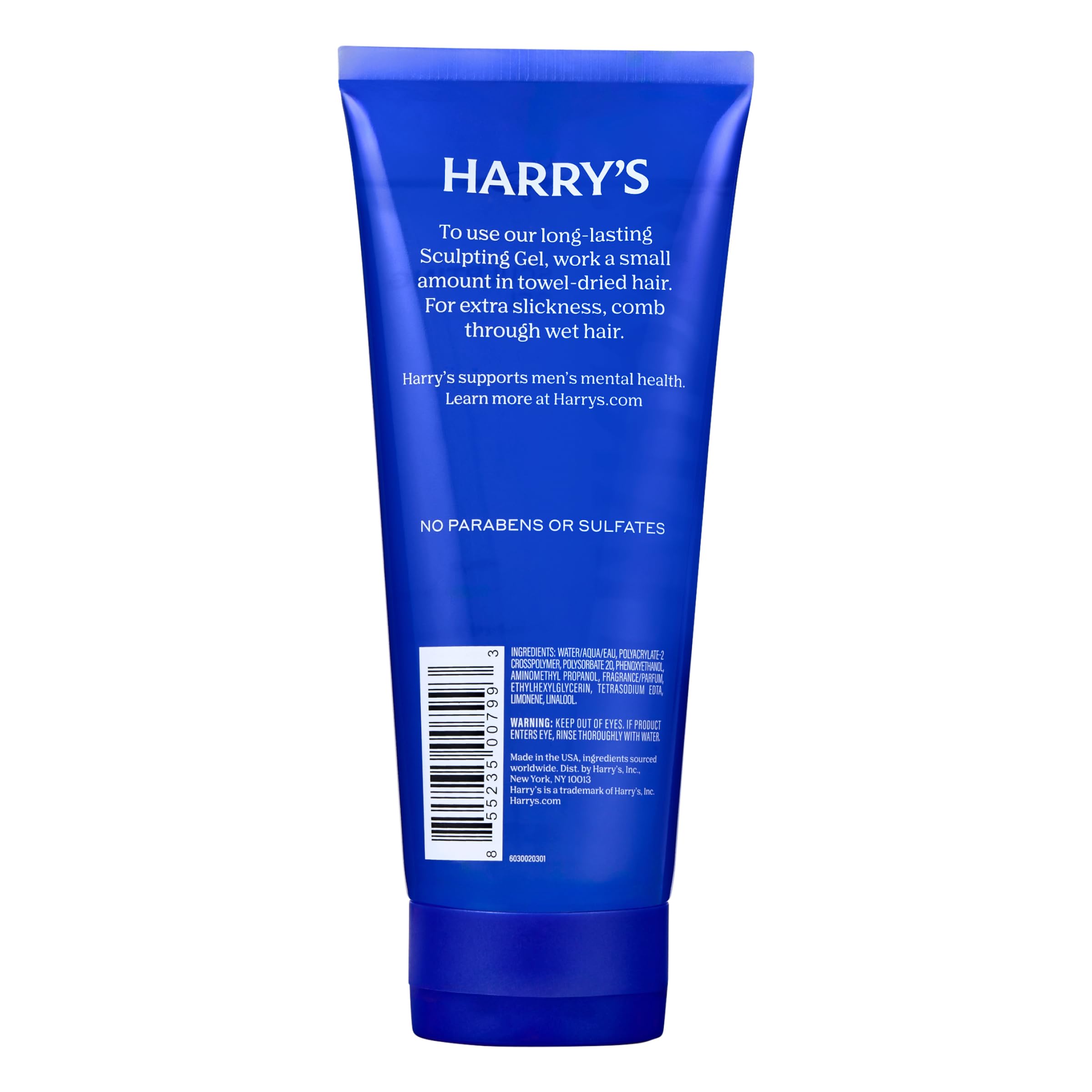 Harry's Hair Gel polished finish shown on a sleek, modern hairstyle.