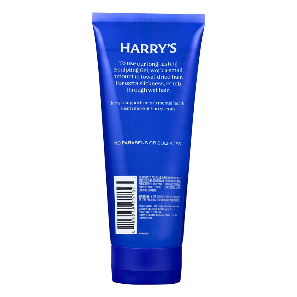 Harry's Hair Gel polished finish shown on a sleek, modern hairstyle.