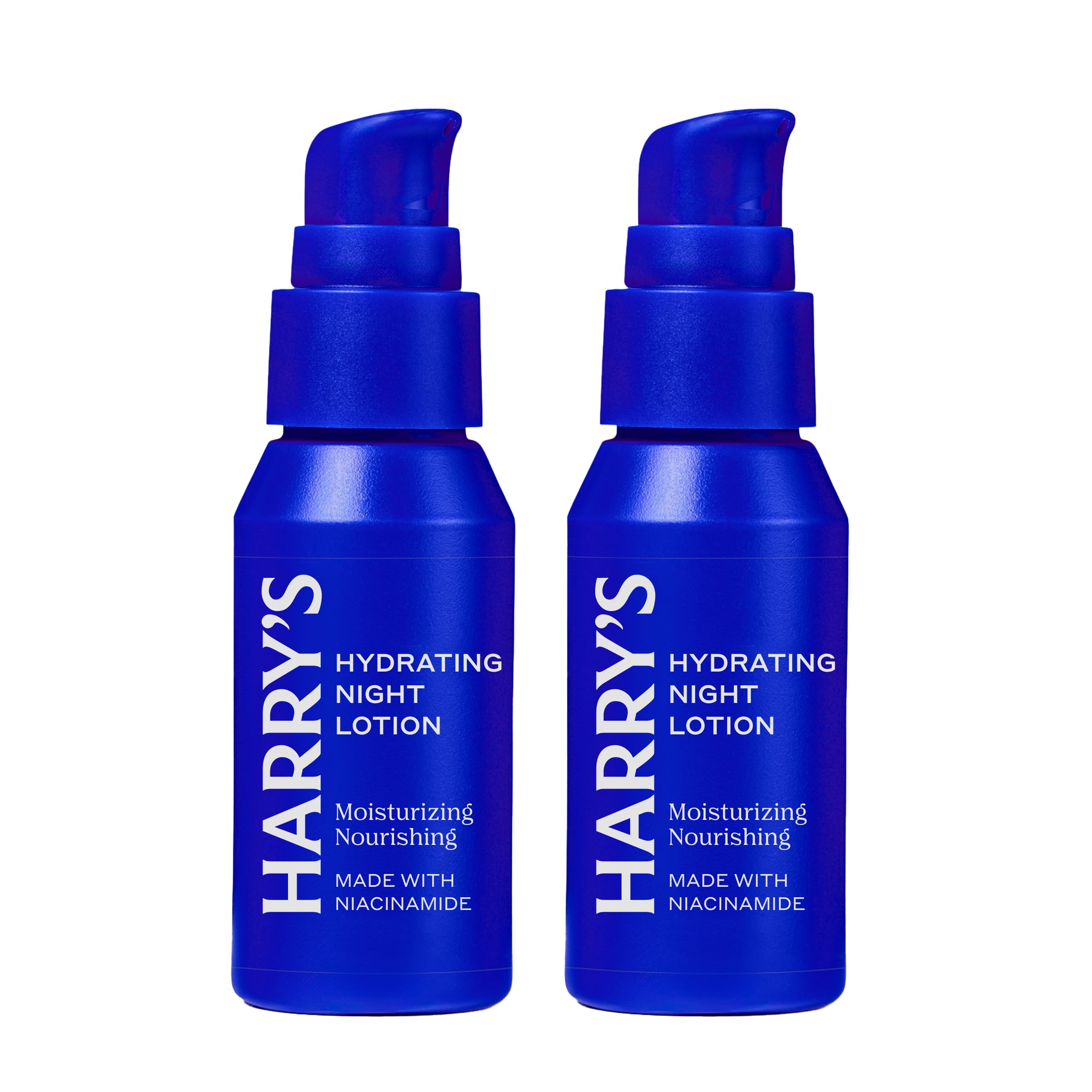 Harry's Hydrating Night Lotion bottle close-up showing lightweight, fast-absorbing hydration.