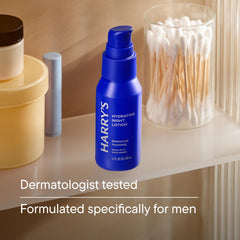 Harry's Hydrating Night Lotion pump application demonstrates easy nightly use.