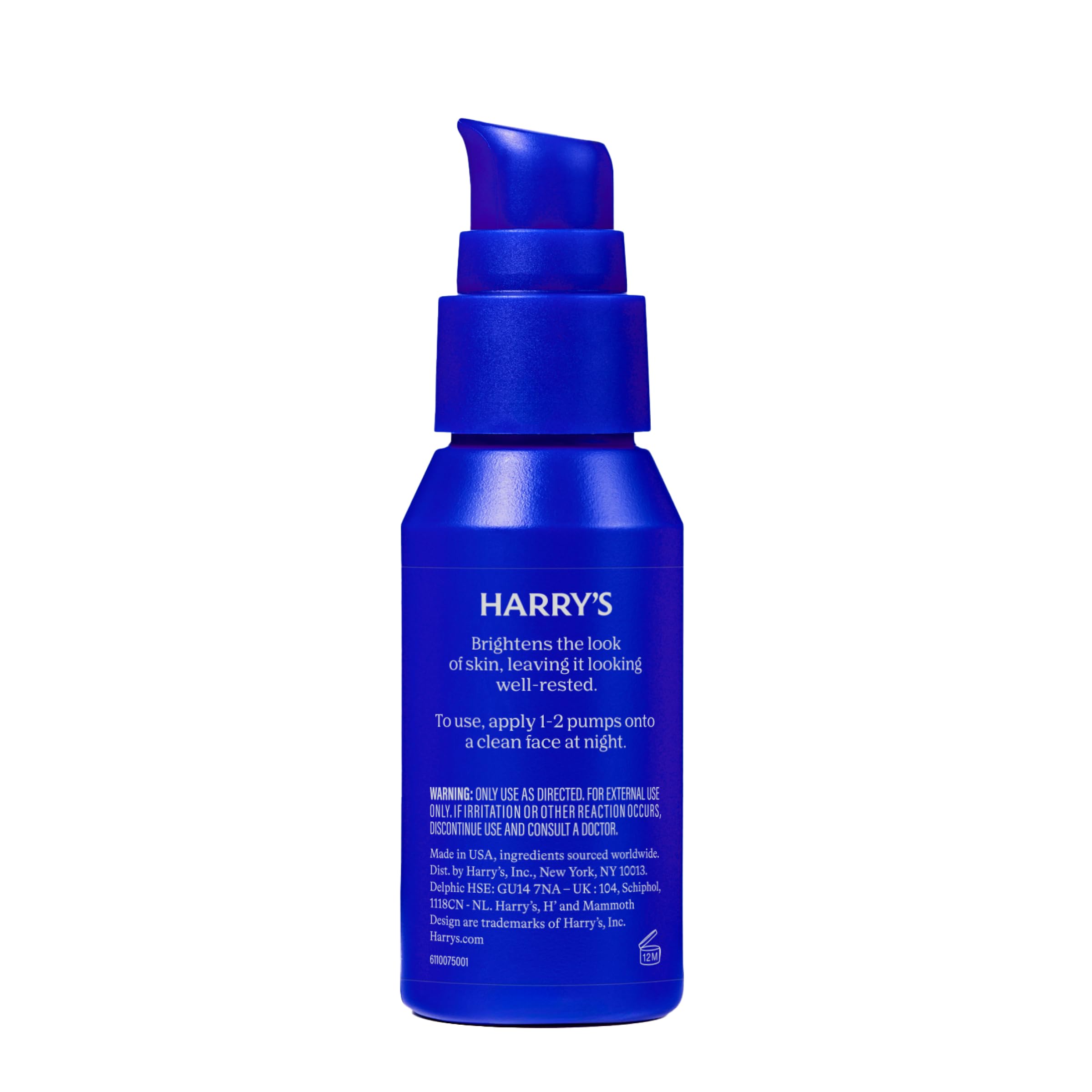 Harry's Hydrating Night Lotion packaging shown as travel-friendly care.
