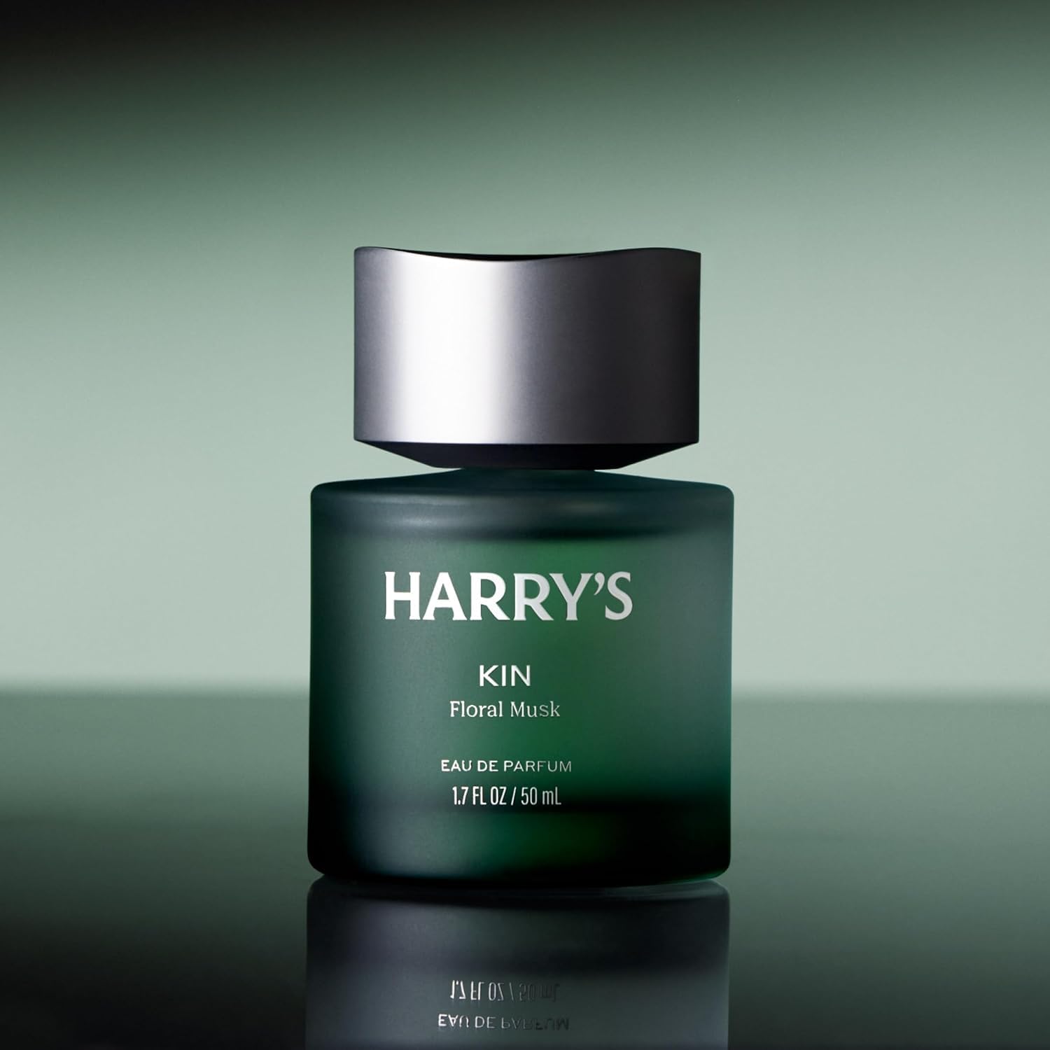 Harry's Kin bottle close-up label highlights premium packaging for gifting.