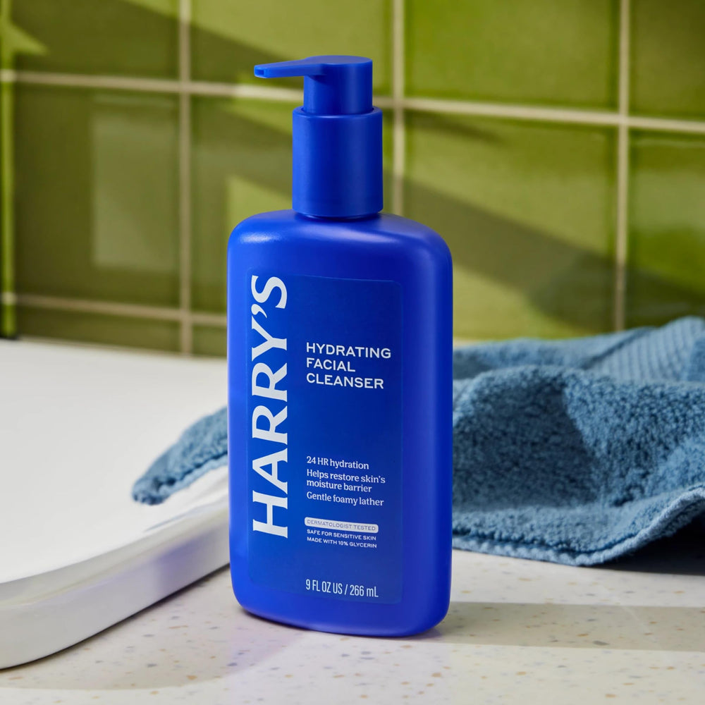 Harry's limpiador facial hidratante, apto para piel sensible y uso diario.