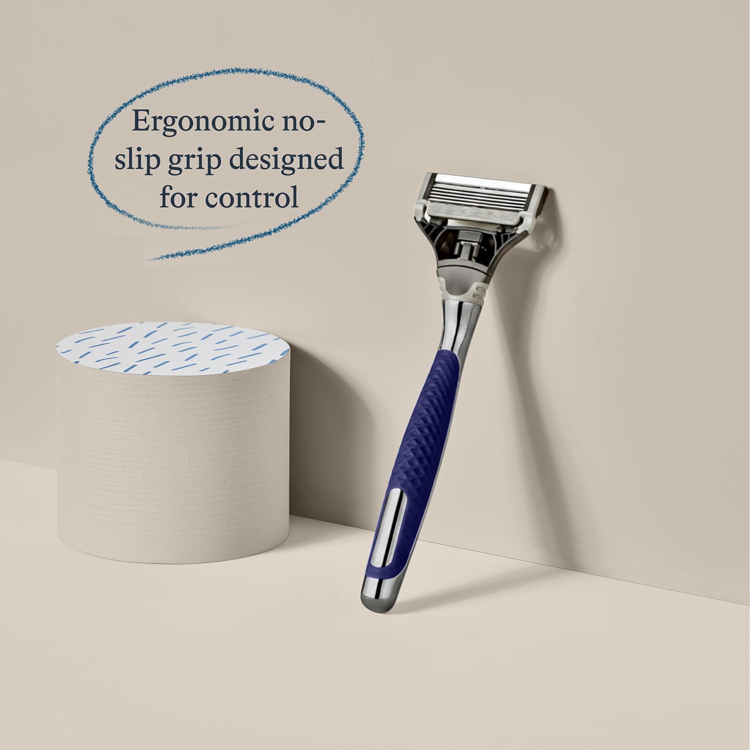 Harry's lubricating strip offers a smooth glide across facial curves.
