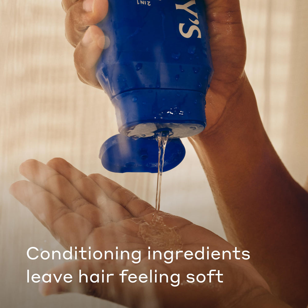 Front view of Harry's men's hair care bottle suggests sulfate-free hydration