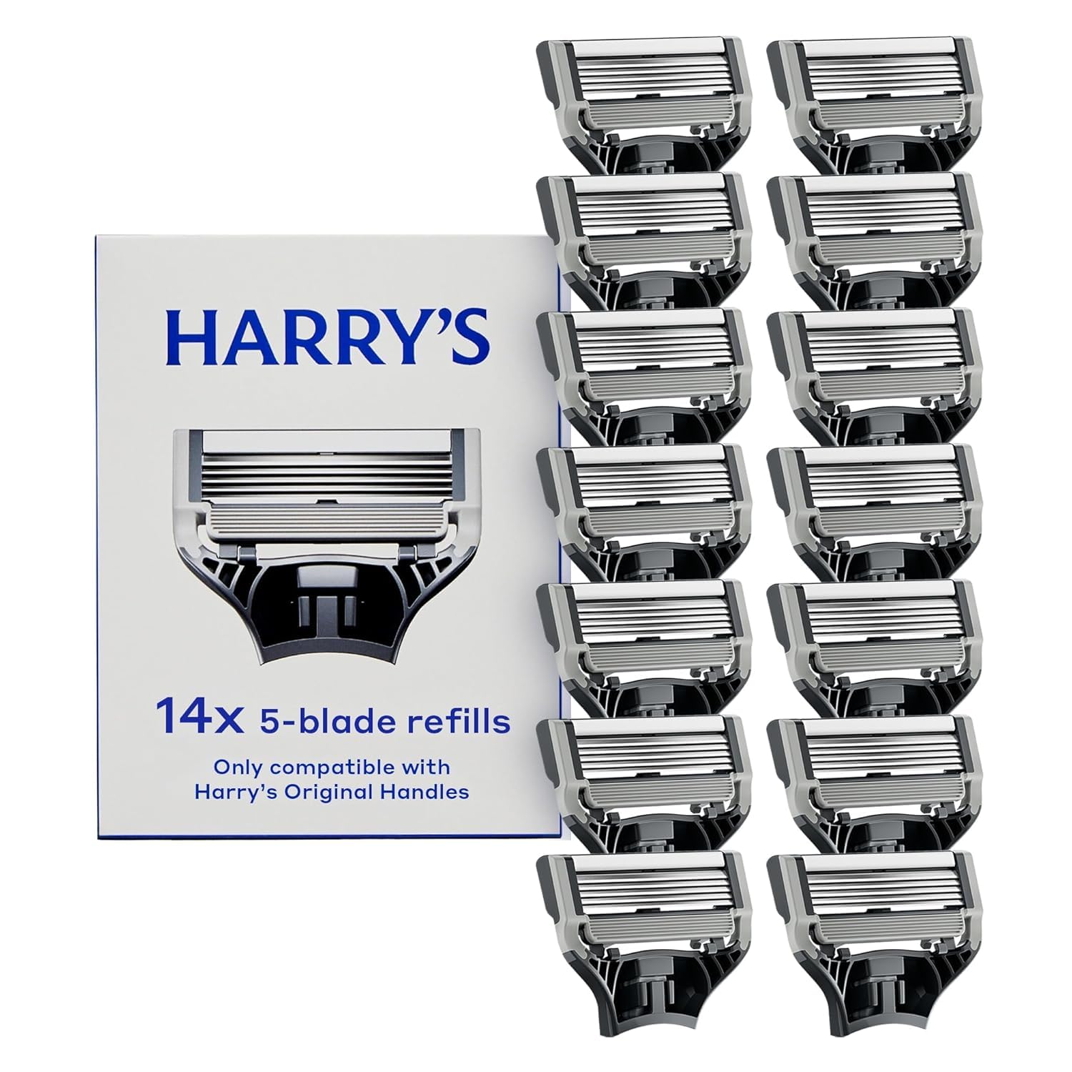 Harry's Original 14-count razor blade refills box for organized, ready-to-shave convenience