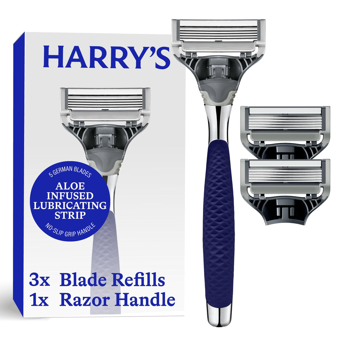 Harry's Winston handle held with the kit for a comfortable, controlled shave