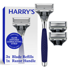 Harry's Winston handle held with the kit for a comfortable, controlled shave