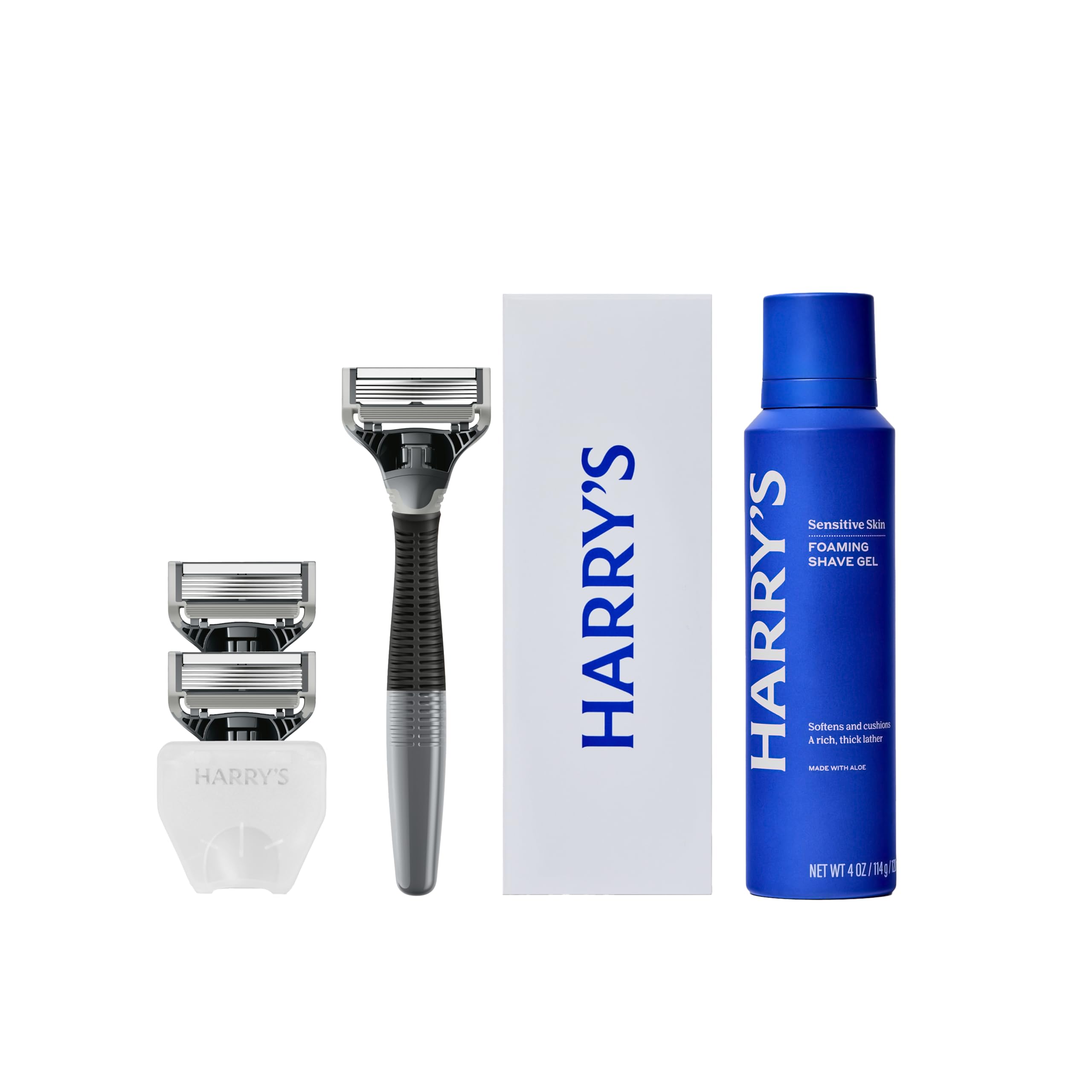 Harry's Truman handle with ergonomic grip for precise, comfortable shaving.