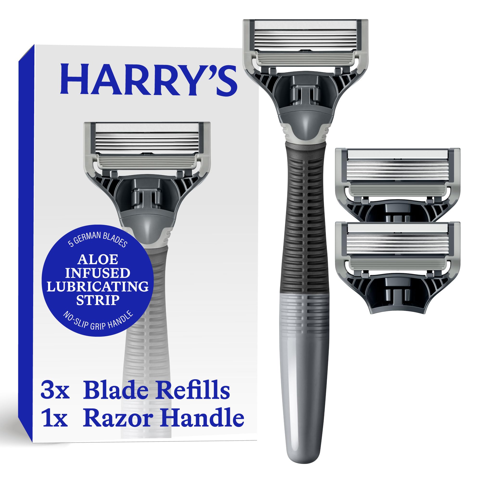 Harry's Original Truman handle close-up showing a textured grip for precise control.