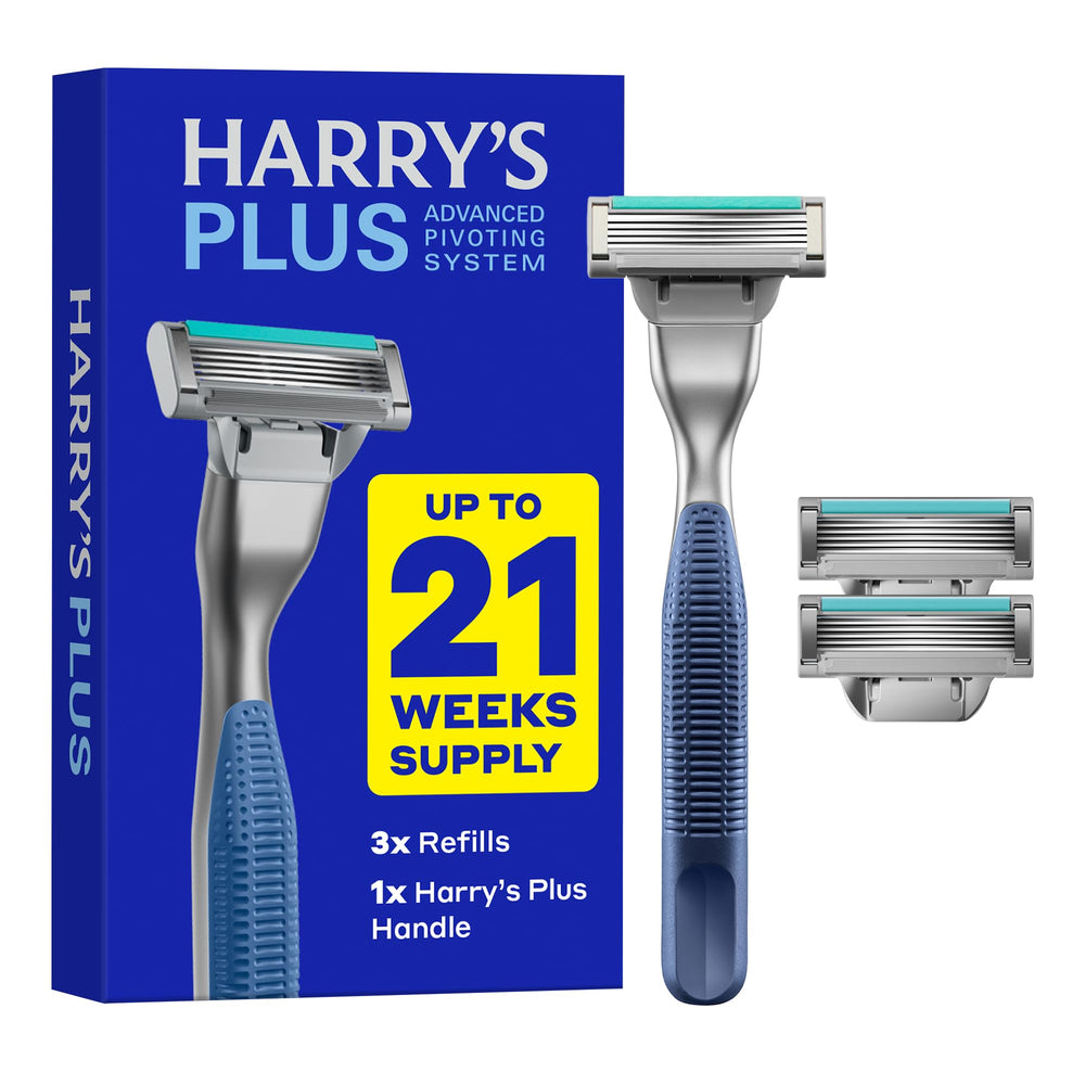Harry's Plus Tide metal handle with a soft grip for comfortable shaves