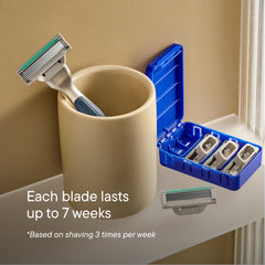 Harry's Plus travel blade cover keeps blades safe on the go.