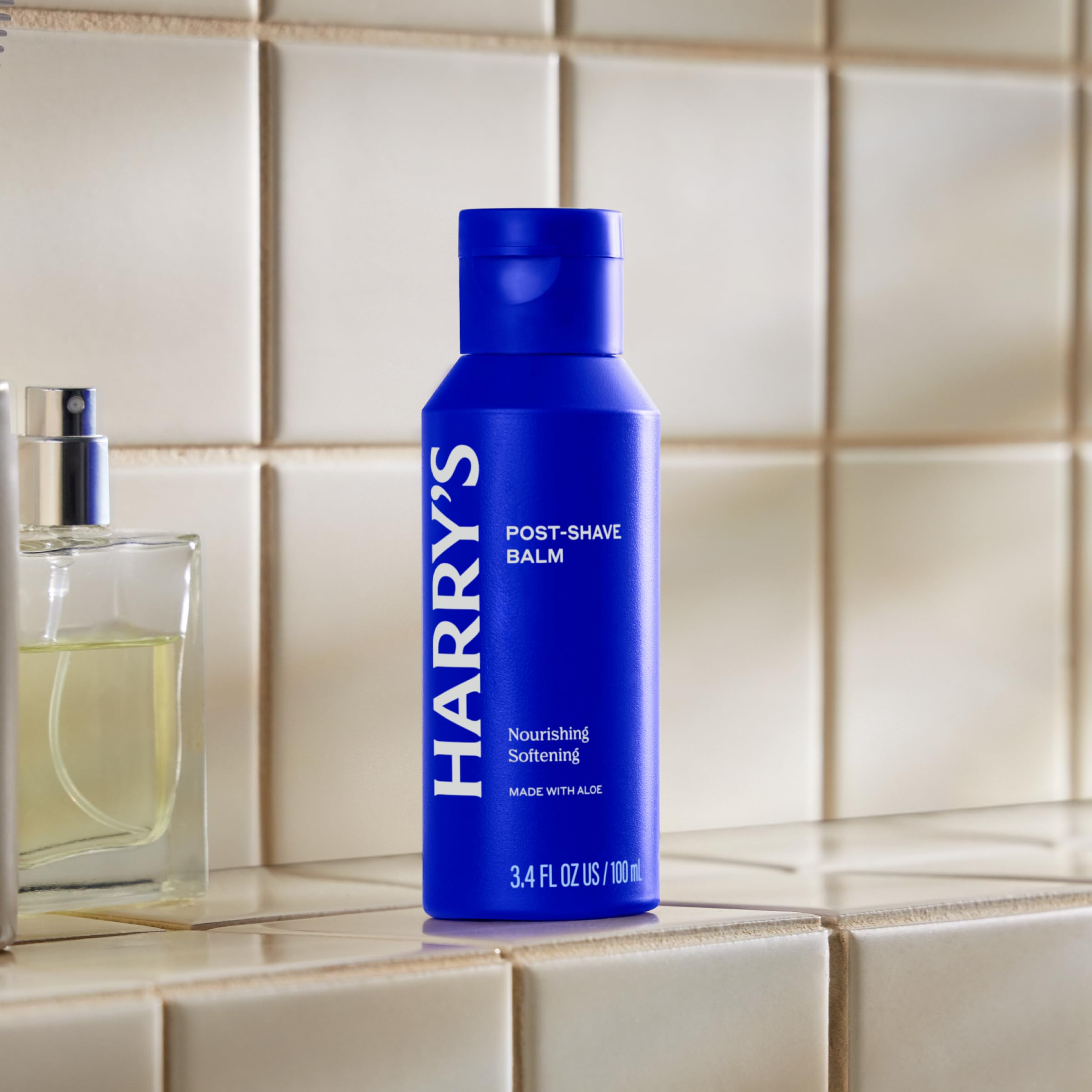 Applying swatch of Harry's balm shows quick-absorbing finish after shaving