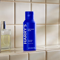 Applying swatch of Harry's balm shows quick-absorbing finish after shaving