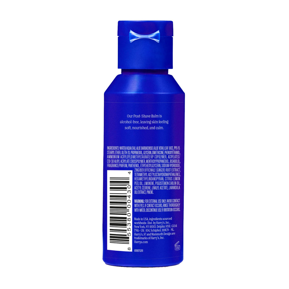 Harry's cruelty-free label on post-shave balm packaging