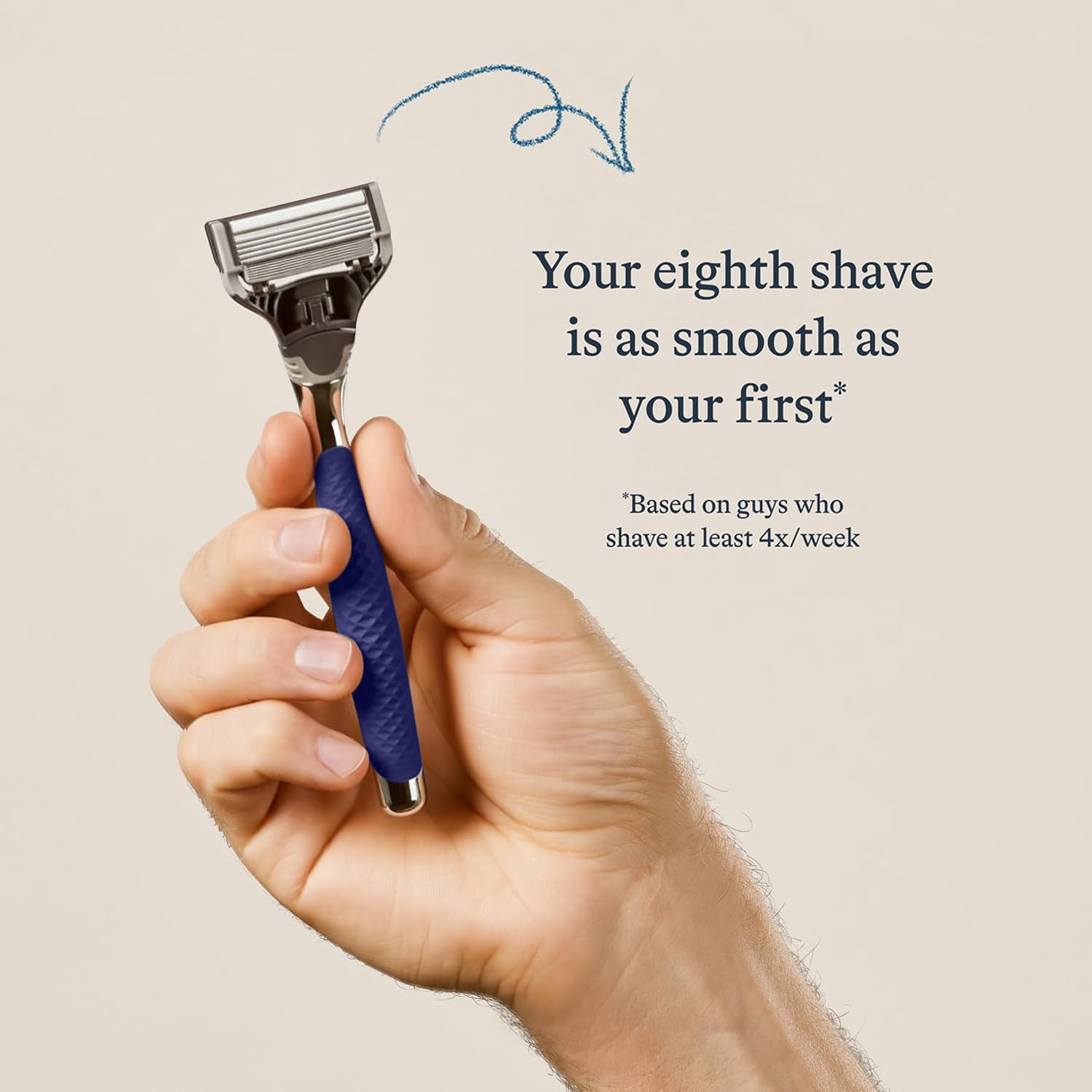 Harry's 5-blade cartridge delivers close, smooth shaves with contour-following blades.