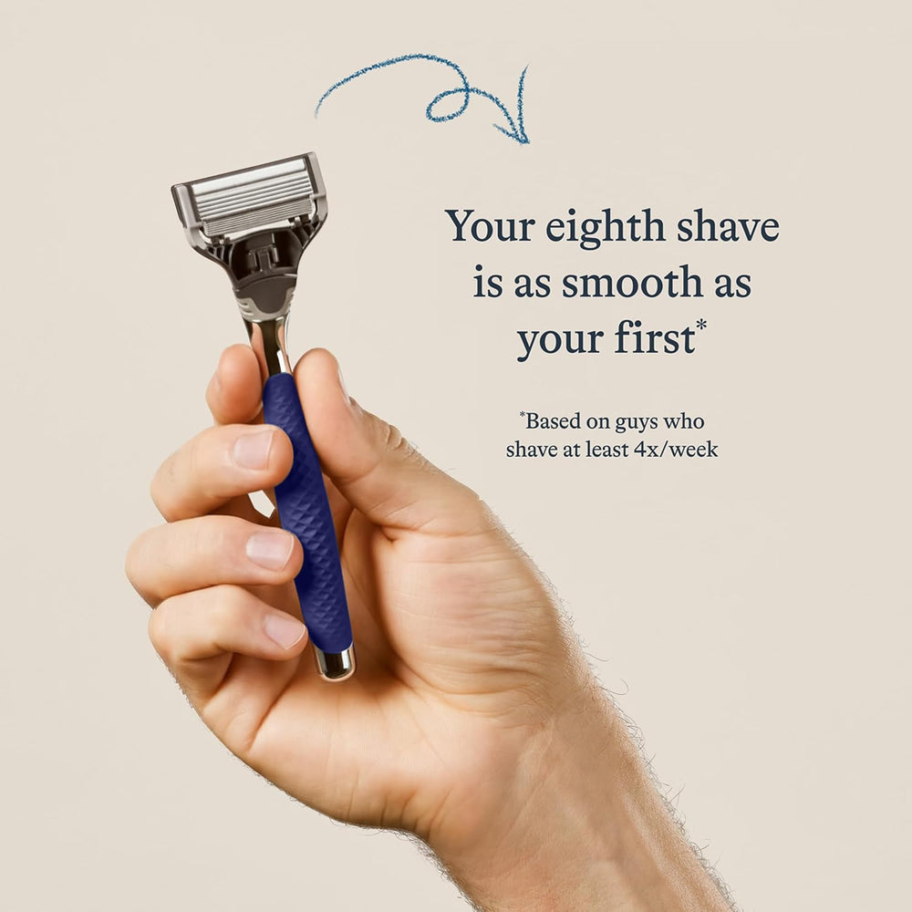Harry's 5-blade cartridge delivers close, smooth shaves with contour-following blades.
