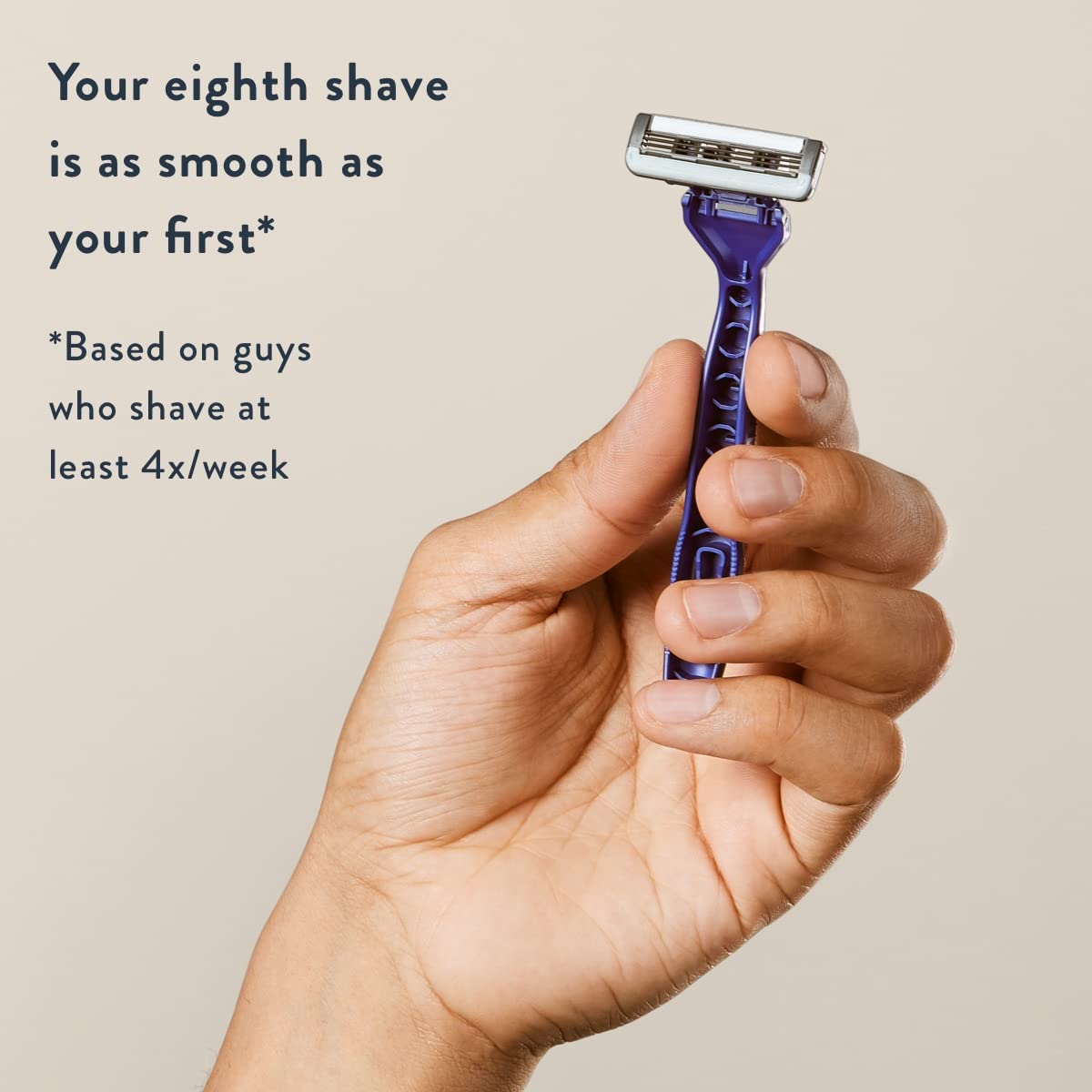 Harry's handle uses at least 90% recycled plastic for sustainable shaving.