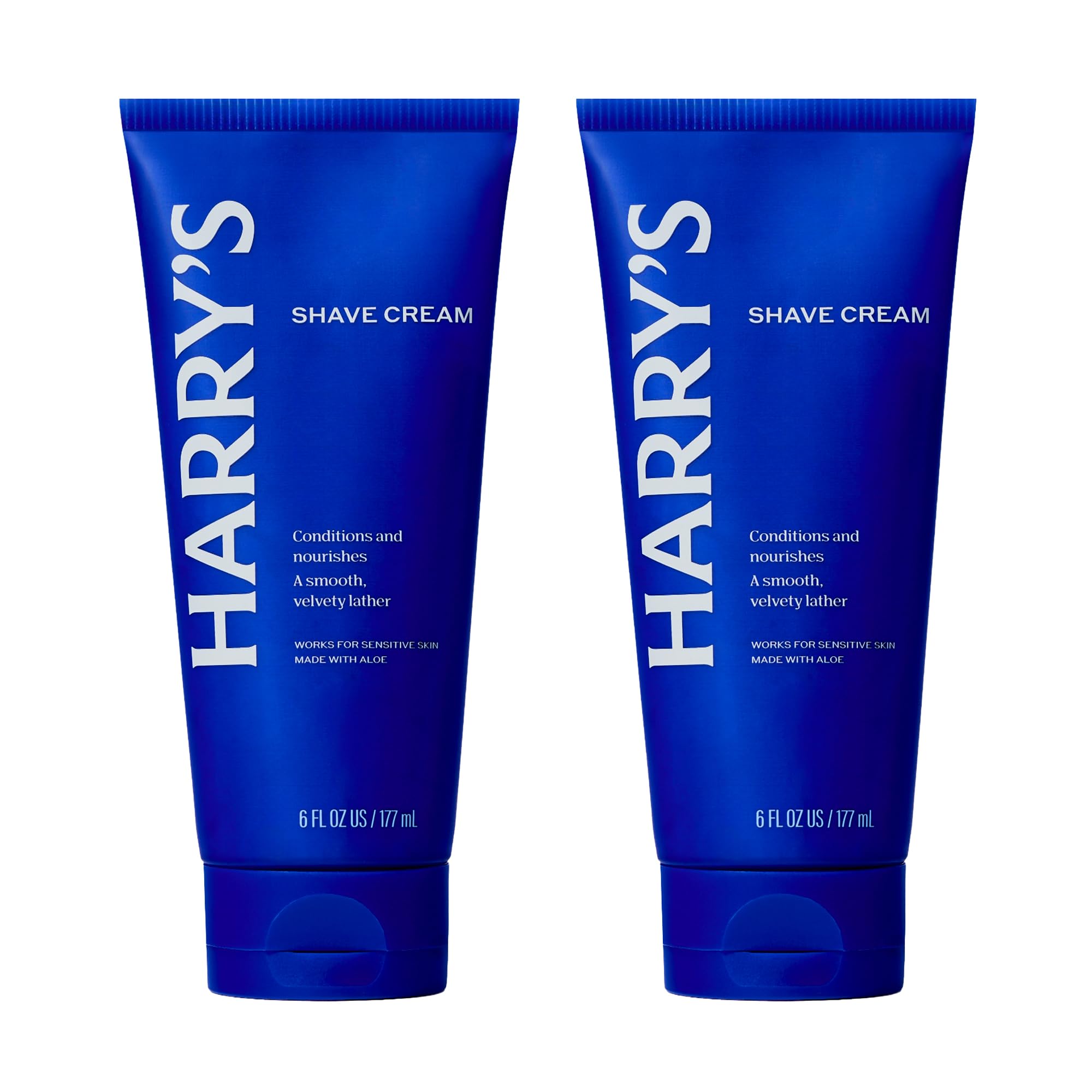 Harry's Shave Cream aloe-eucalyptus 6oz 2-pack bottle ready for grooming