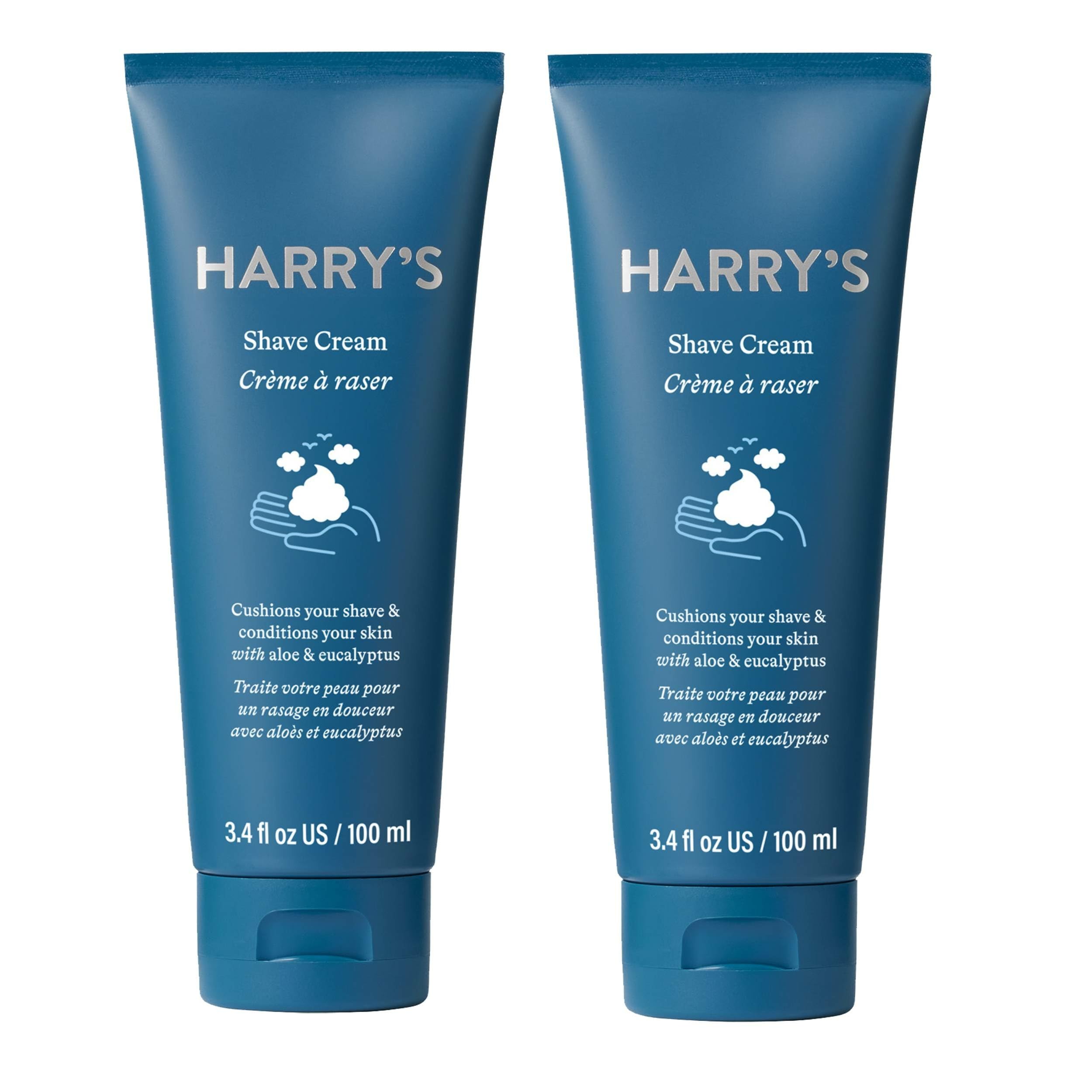 Harry's Shaving Cream Eucalyptus 2-pack bottle front shows premium packaging and smooth shave potential.