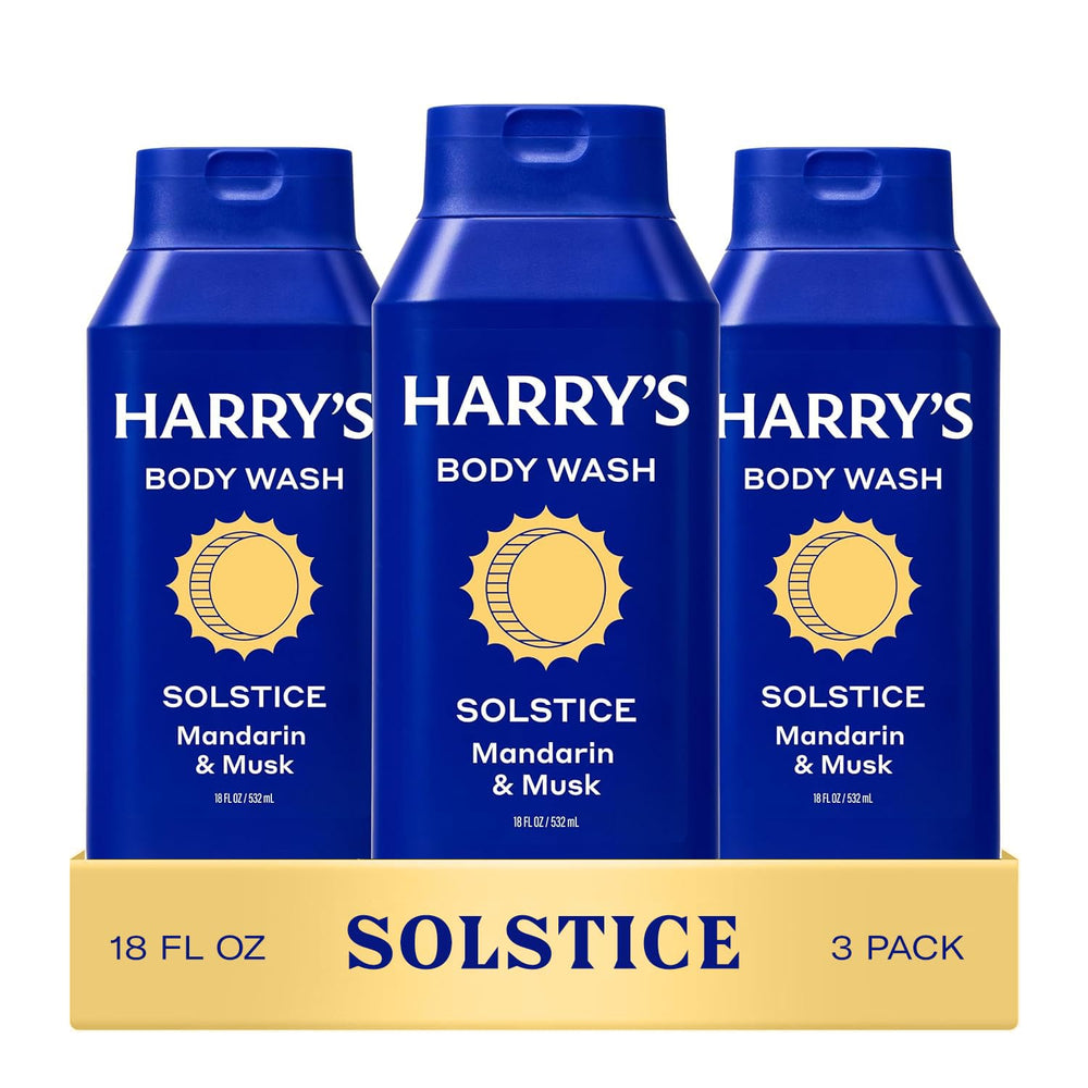 Harry's Solstice body wash bottle front for a refreshing morning cleanse.