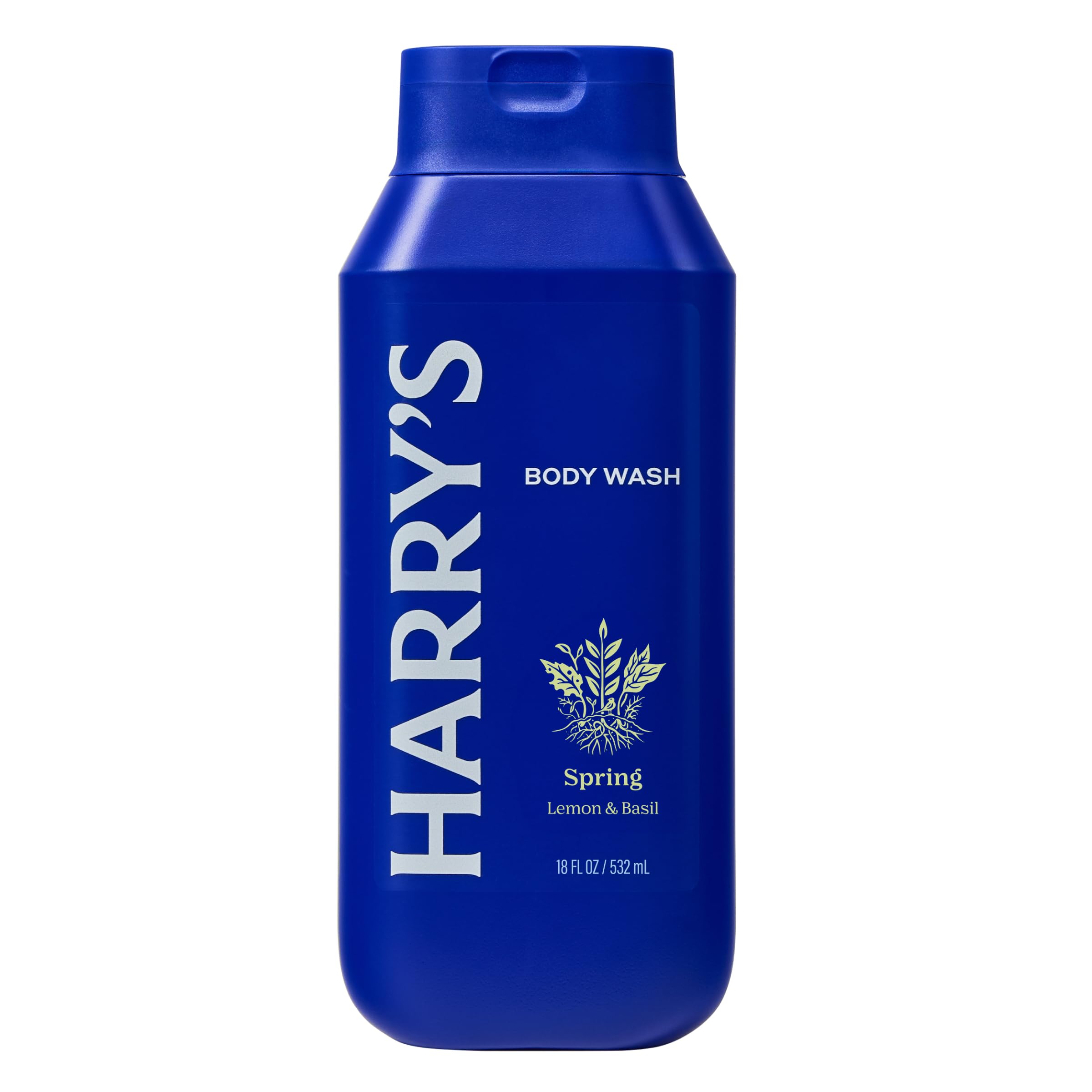 Harry's Spring Body Wash 3-pack bottle-side shows ergonomic bottle shape for easy shower grab.