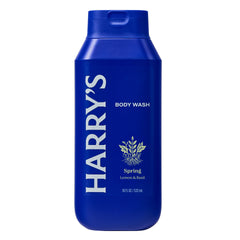 Harry's Spring Body Wash 3-pack bottle-side shows ergonomic bottle shape for easy shower grab.