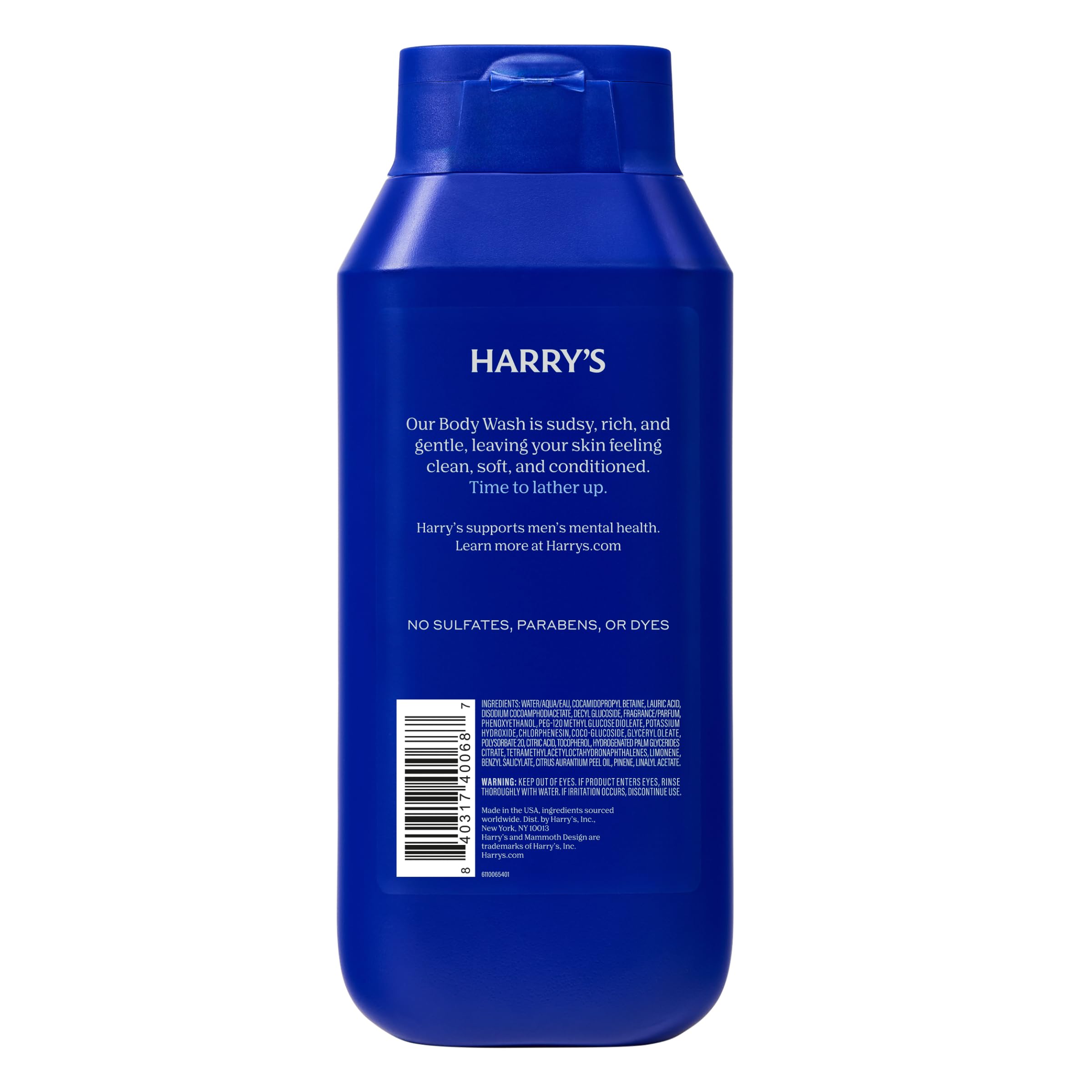 Harry's Stone body wash in bathroom scene ready for daily use