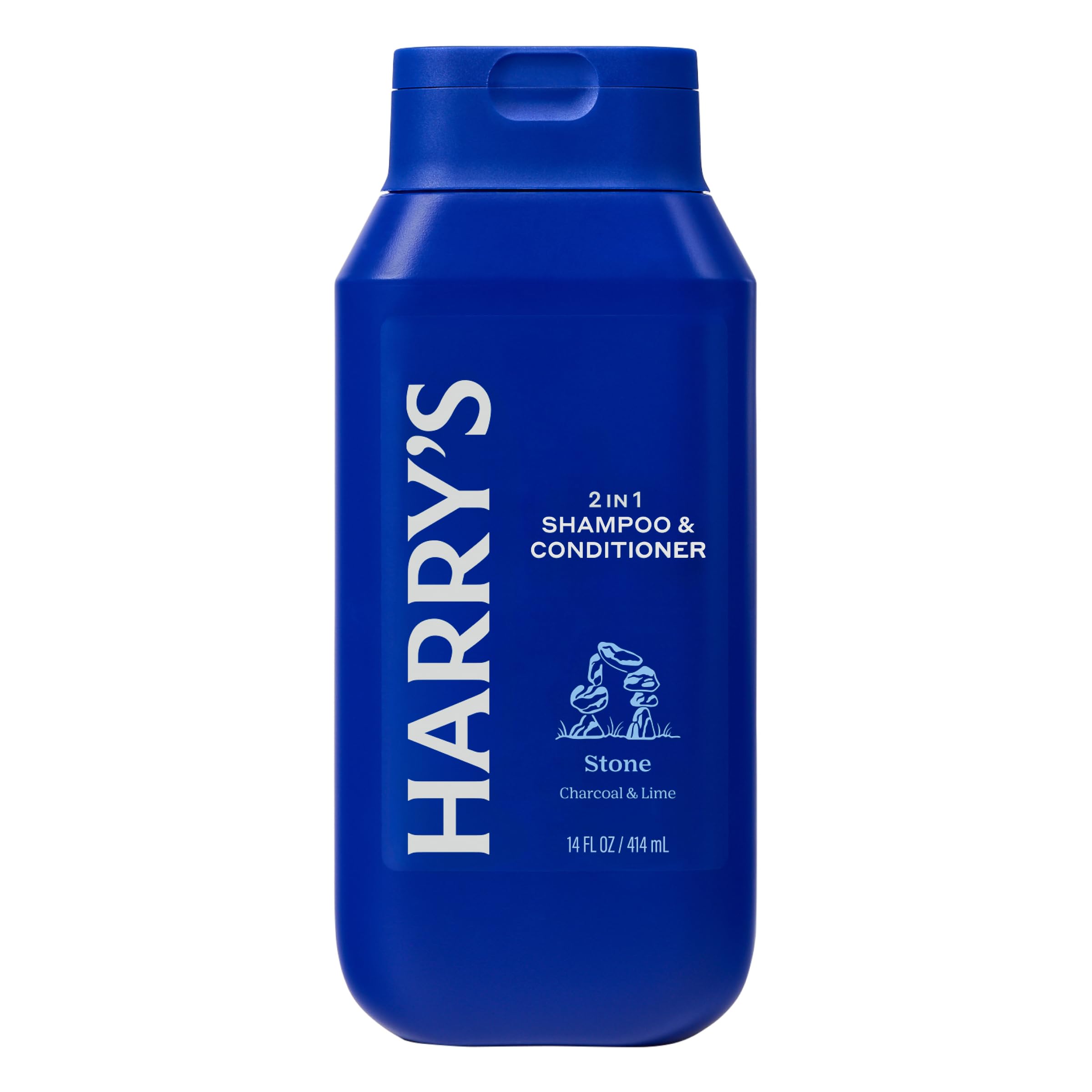Close-up of Stone scent label shows charcoal and lime notes for bold daily grooming