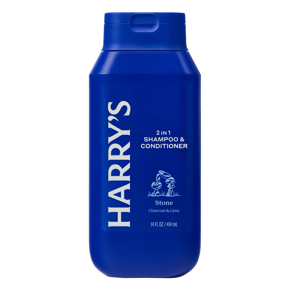 Close-up of Stone scent label shows charcoal and lime notes for bold daily grooming
