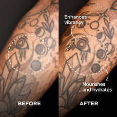 Harry's Tattoo Frost silica-moisture-lock helps maintain moisture in tattooed skin.