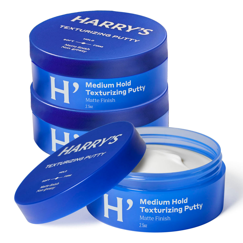 Harry's Texturizing Putty packaging variation showing compact travel packaging for on-the-go styling.