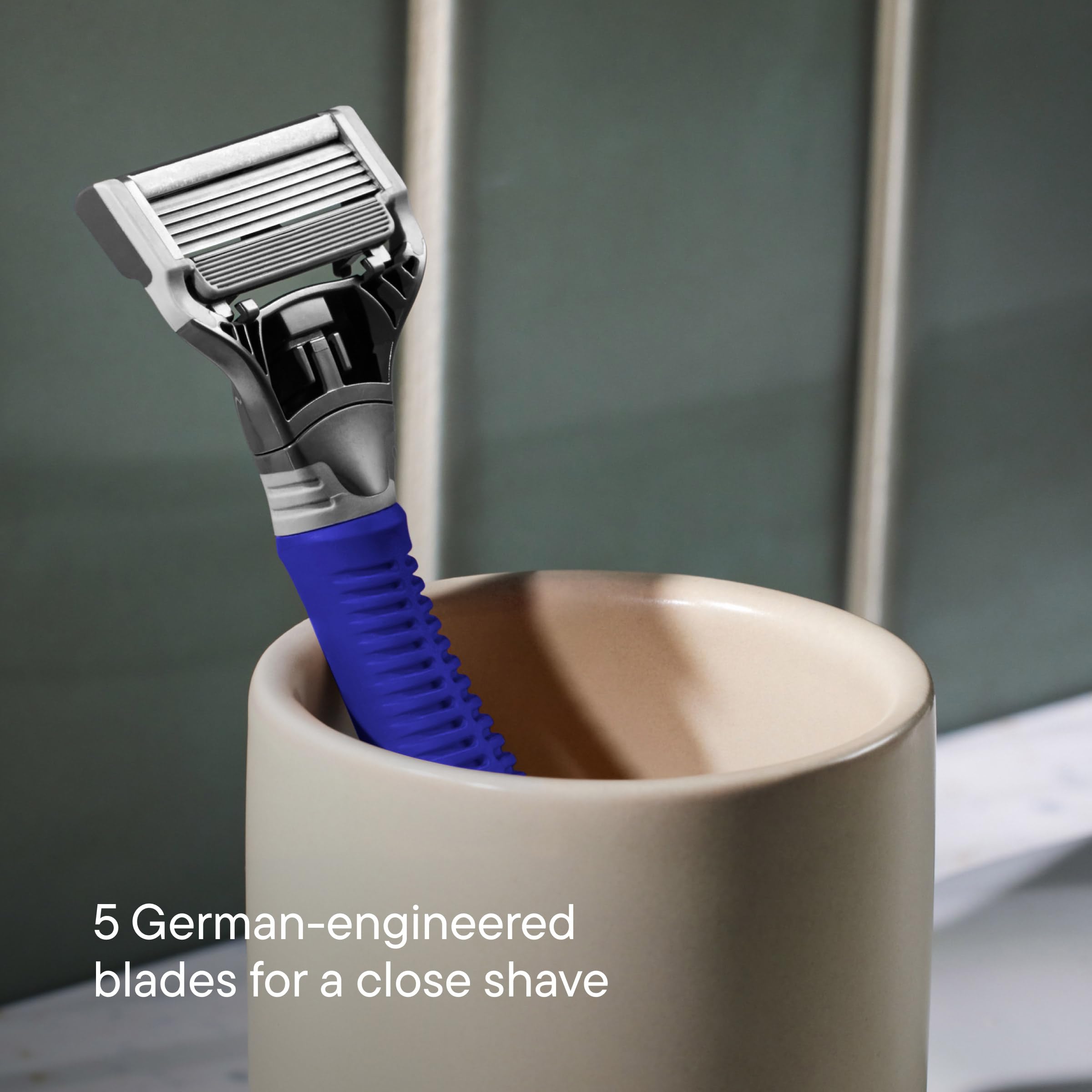Harry's Truman Handle offers ergonomic, non-slip grip during shaving.