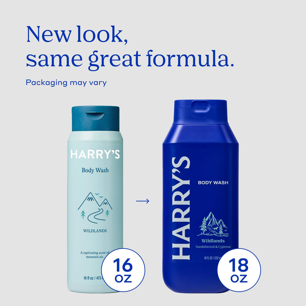 Harry's Wildlands pour shot highlighting easy rinse after workout.