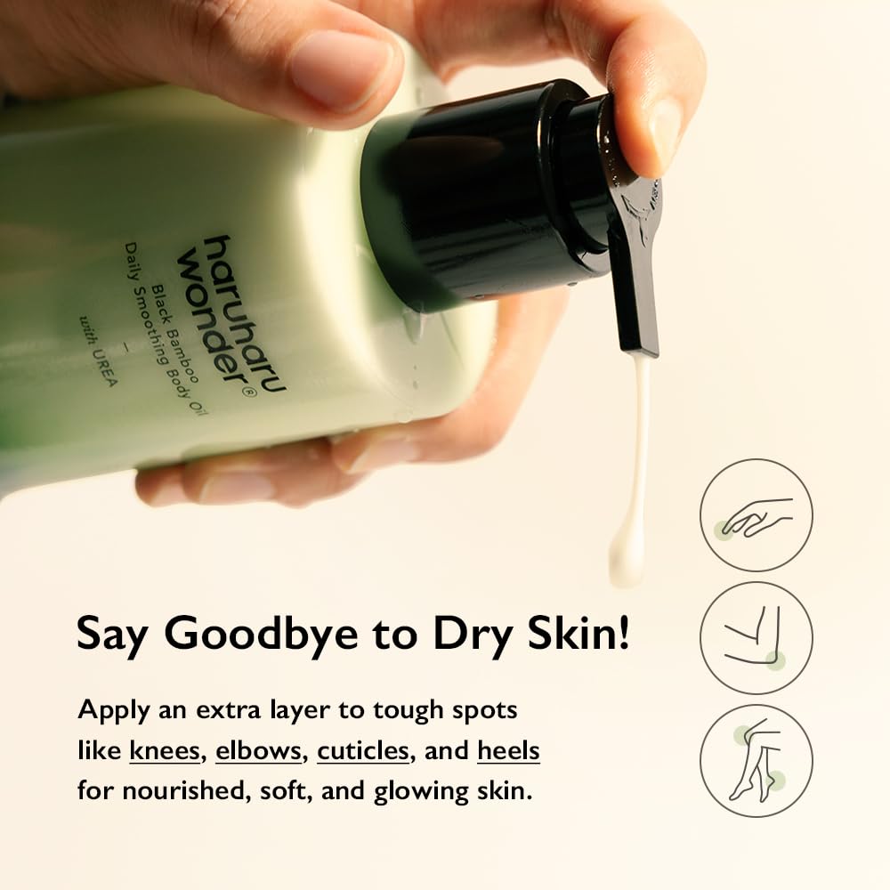 HARUHARU Wonder Black Bamboo Oil application spot shows even spread.