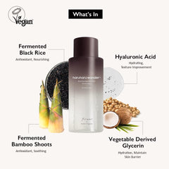 HARUHARU Wonder Black Rice Hyaluronic Toner glass bottle on the vanity with premium feel.