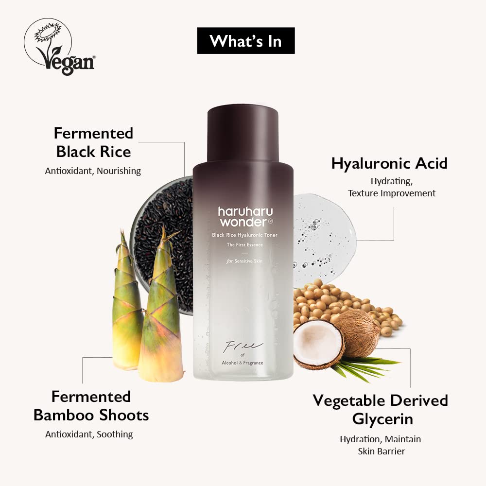 HARUHARU Wonder Black Rice Toner: etiqueta limpia que transmite pureza