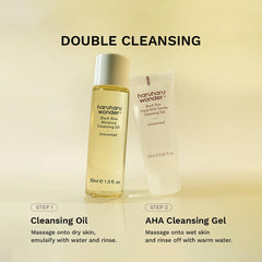 HARUHARU Wonder Cleansing Oil application with silky texture.
