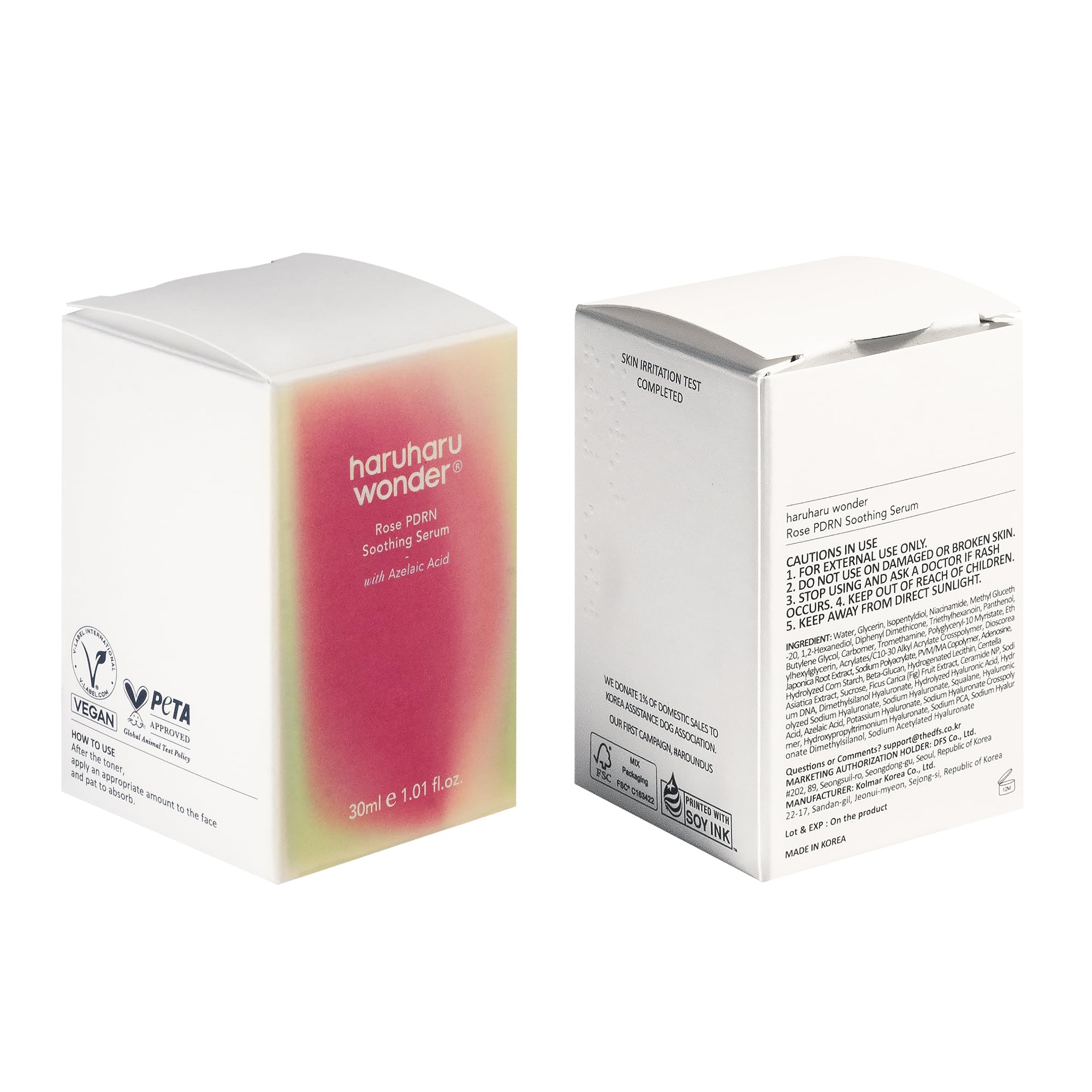 HARUHARU Wonder Rose PDRN Serum, uso diario para confort y resplandor suave.