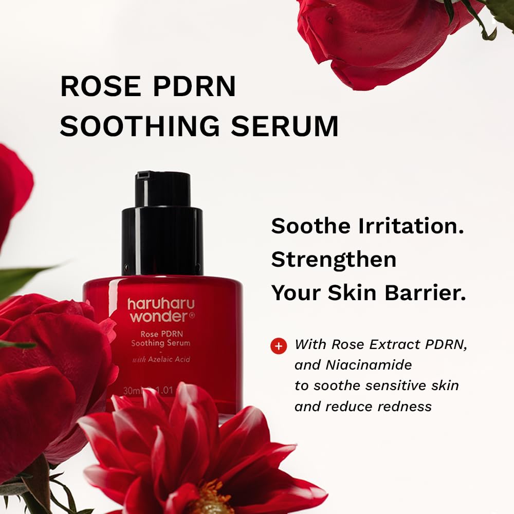 HARUHARU Wonder Rose PDRN Serum, pantenol y esqualano fortalecen la barrera.