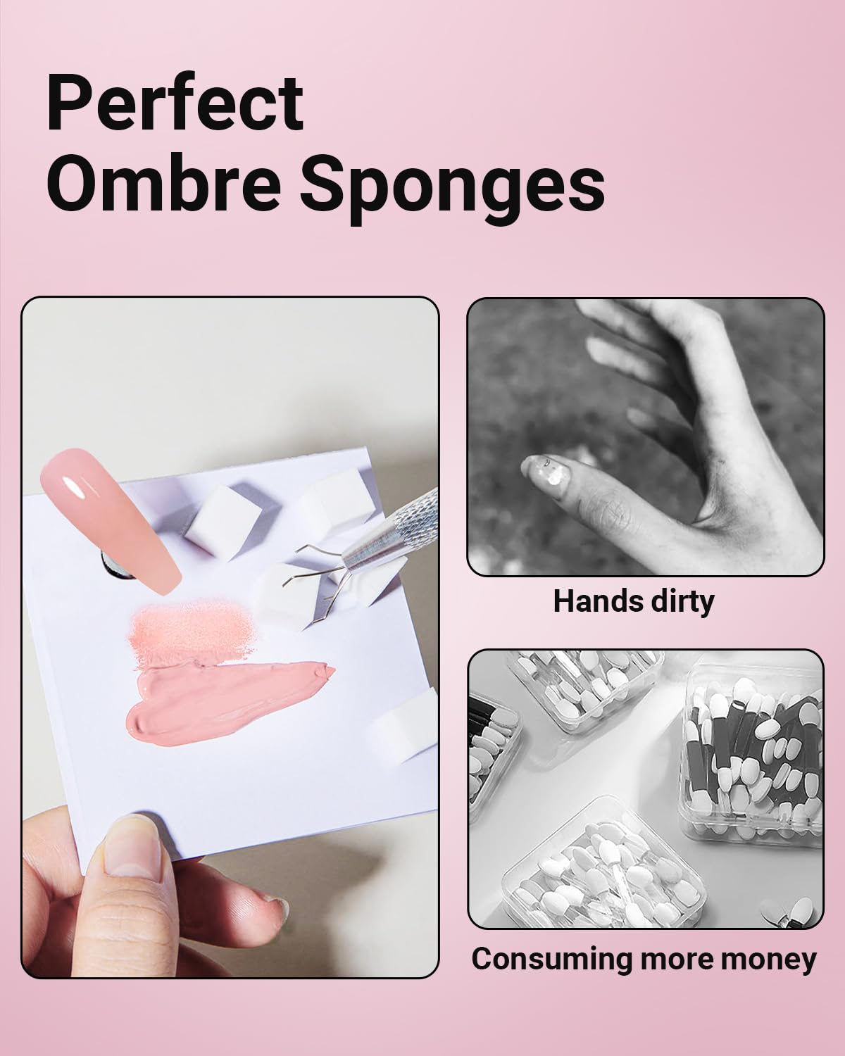 Hasakhi disposable nail art sponge simplifies cleanup after each gradient.