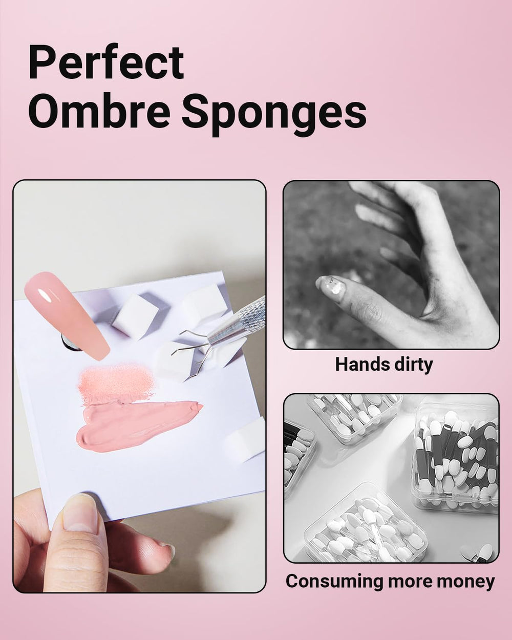 Hasakhi disposable nail art sponge simplifies cleanup after each gradient.