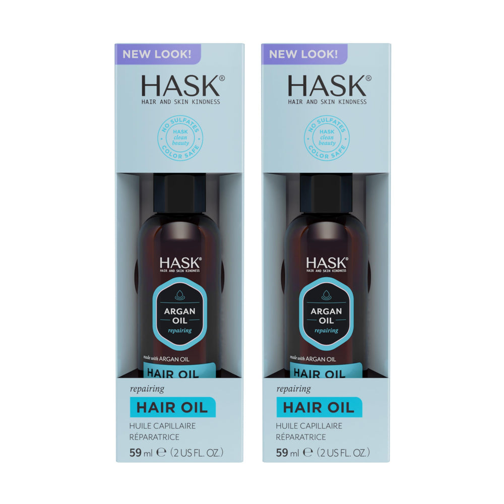 HASK Aceite reparador de argán con pompa para brillo y reparación del cabello.