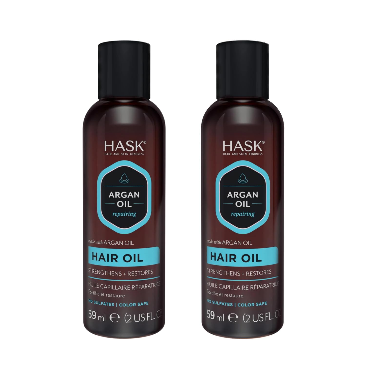 Aplicación en cabello seco con aceite reparador de argán HASK para brillo.