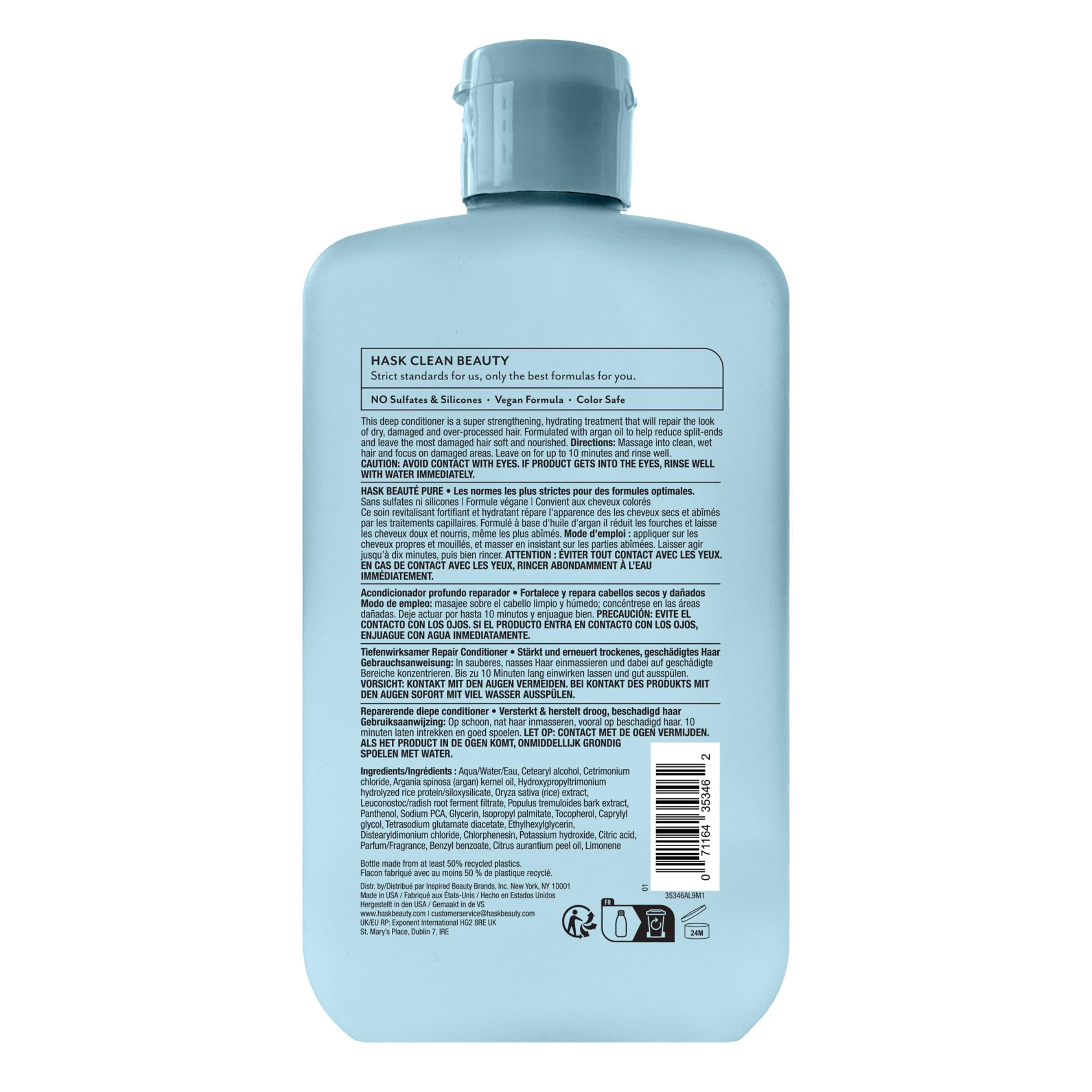 HASK adecuado para todo tipo de cabello y teñidos, color seguro