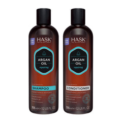 HASK champú reparador de aceite de argán, botella, limpieza suave y color protegido.