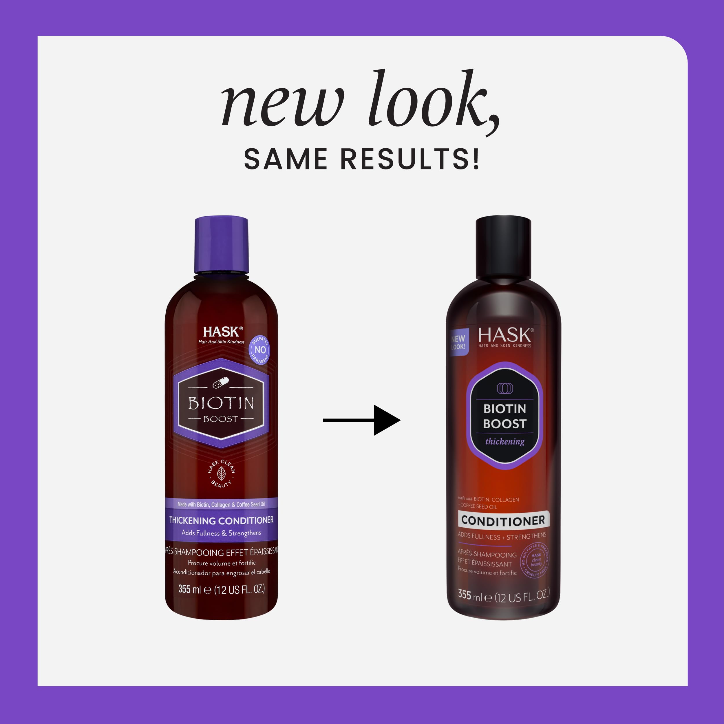 HASK Biotin Boost acondicionador en botella para suavidad y fortalecimiento.