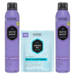 HASK Biotin Boost champú seco, botella frontal, aporta volumen y frescura